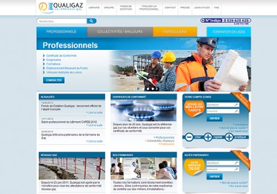 Interface du site web de Qualigaz